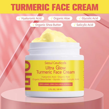 Turmeric Face Moisturizing Cream Hydrating Skin Nourishing Glow Locking Anti Oxidant Soothing Daily Facial Lotion Self Care