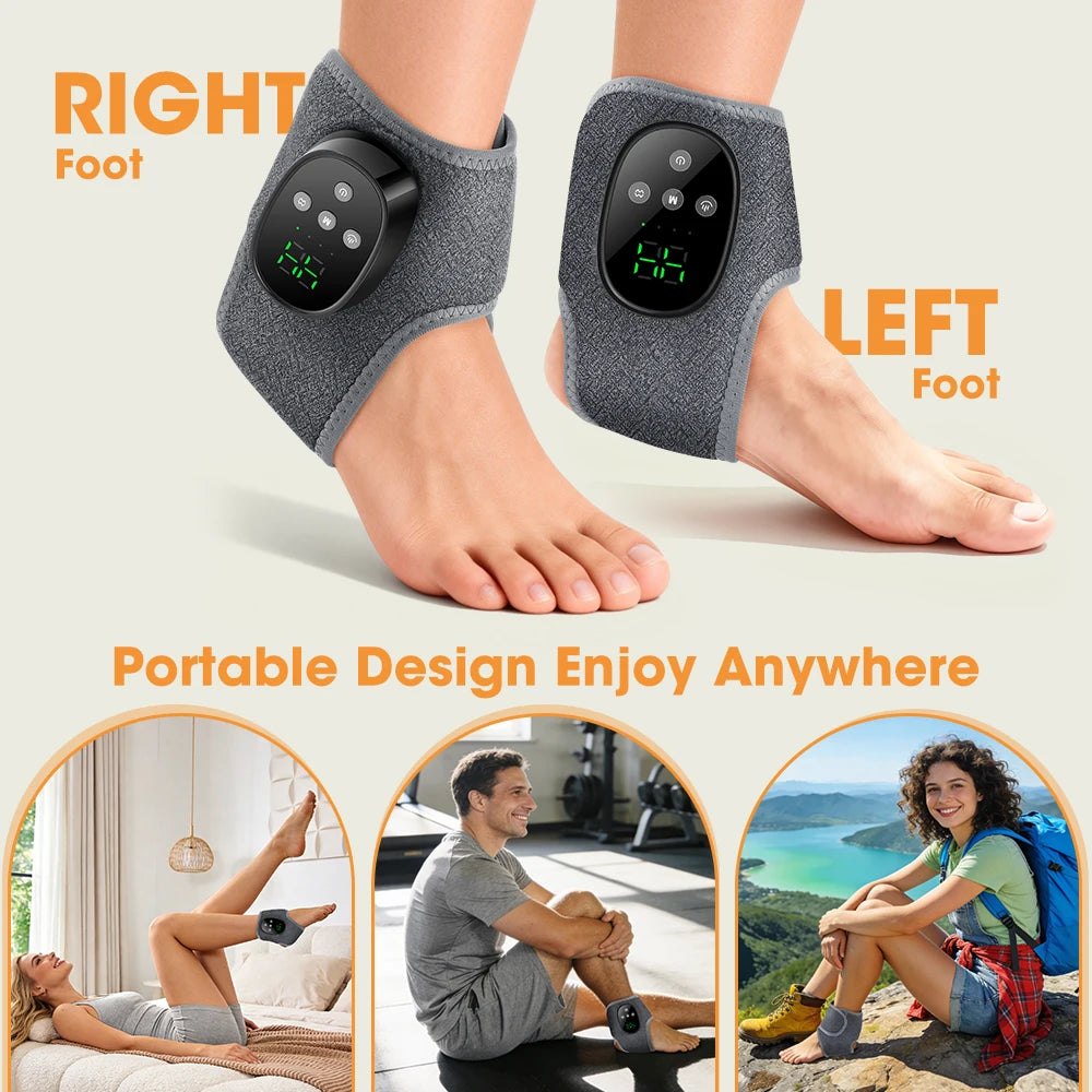 Electric Foot Massager Heated Vibration Cordless Ankle Wrap Portable Leg Care Relaxation Pad For Home Office Women Seniors