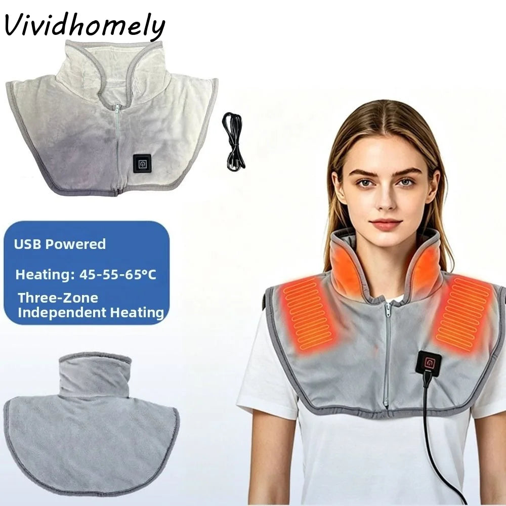 3 Heat Settings Heated Shoulder Wrap Smart NTC Control Fast Heated Electric Neck Warmer Washable Soft Hot Compress Heating Shawl