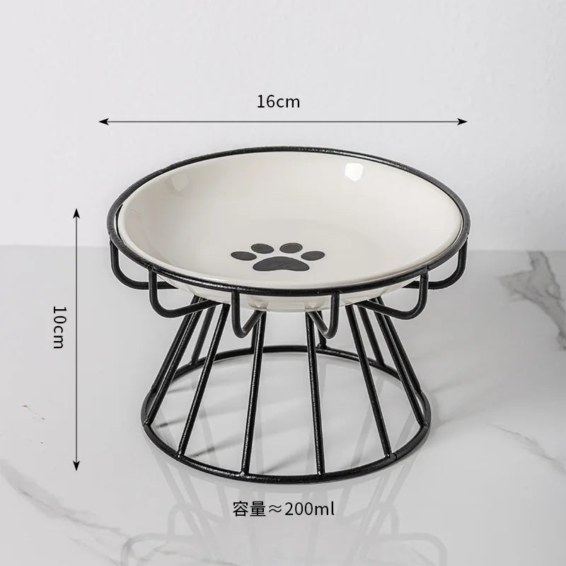 Pet Ceramic Bowl, High Footed Ceramic Cat Food Bowl, Snack Bowl, Anti Overturning Indoor &amp; Outdoor Feeding Drinking Accessories