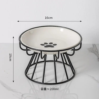 Pet Ceramic Bowl, High Footed Ceramic Cat Food Bowl, Snack Bowl, Anti Overturning Indoor &amp; Outdoor Feeding Drinking Accessories