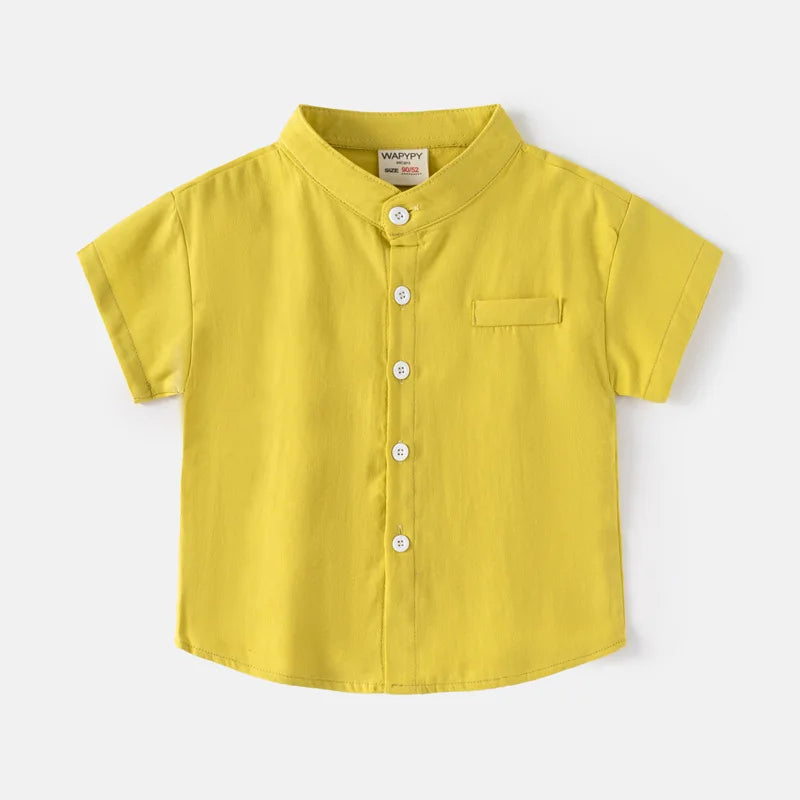 Basic White Shirts for Boys Clothes Summer 100Cotton Short Sleeve Kids Tops 2025 Toddler Boy Shirt Blue Children 2 to 8 Years