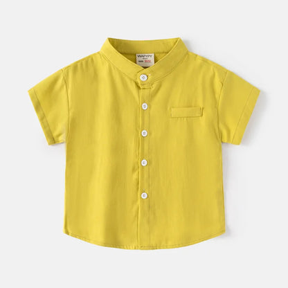 Basic White Shirts for Boys Clothes Summer 100Cotton Short Sleeve Kids Tops 2025 Toddler Boy Shirt Blue Children 2 to 8 Years