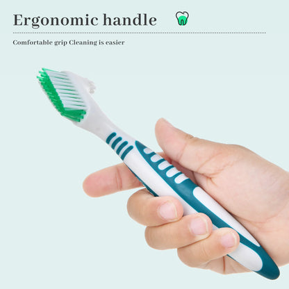 Denture Brush 4Pcs Denture Toothbrushes，Denture Cleaning Care Cleaning Brush ，Double Sided Toothbrush，Multi-Layered Bristles