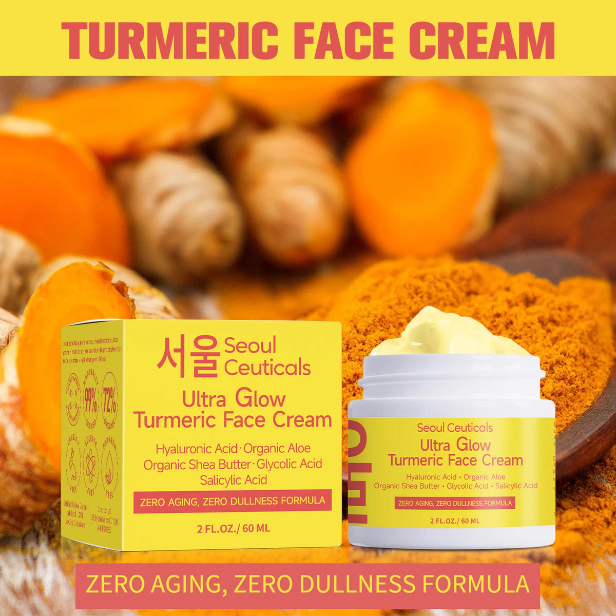 Turmeric Face Moisturizing Cream Hydrating Skin Nourishing Glow Locking Anti Oxidant Soothing Daily Facial Lotion Self Care