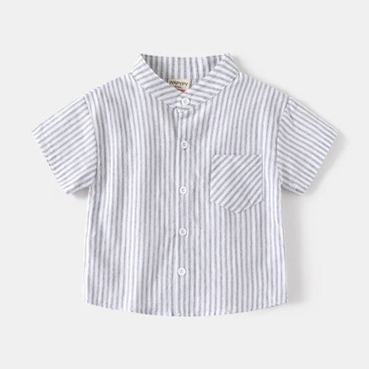 Basic White Shirts for Boys Clothes Summer 100Cotton Short Sleeve Kids Tops 2025 Toddler Boy Shirt Blue Children 2 to 8 Years