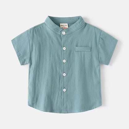 Basic White Shirts for Boys Clothes Summer 100Cotton Short Sleeve Kids Tops 2025 Toddler Boy Shirt Blue Children 2 to 8 Years