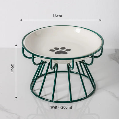 Pet Ceramic Bowl, High Footed Ceramic Cat Food Bowl, Snack Bowl, Anti Overturning Indoor &amp; Outdoor Feeding Drinking Accessories