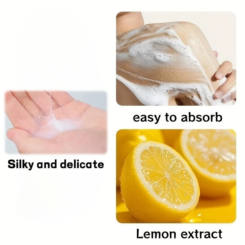 Lemon Shower Gel 400ml, Hypoallergenic, Alcohol-Free, Moisturizing, Nourishing for Skin Care, Refreshing and Oil-Controlling, Suitable for Use All Year Round, Easily Controls Oil and Cleanses Dirt through Rubbing, and Lasts f