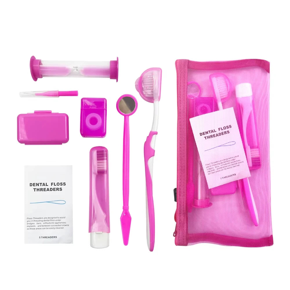 8pcs/set Dental Orthodontic Cleaning Kit Toothbrush Orthodontic Dental Cleaning Kit Travel Dental Kit Interdental Brush