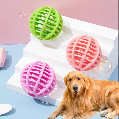 Durable Rubber Treat Dispensing Dog Ball Toy Bite Resistant Chew Toy For Teeth Grinding Boredom Relief Interactive Pet Training
