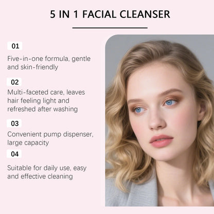 5 in 1 Moisturizing Facial Cleanser Refreshed Cleansing Makeup Remover Brightening Hydrating Light Texture Rich Foam Cleanser
