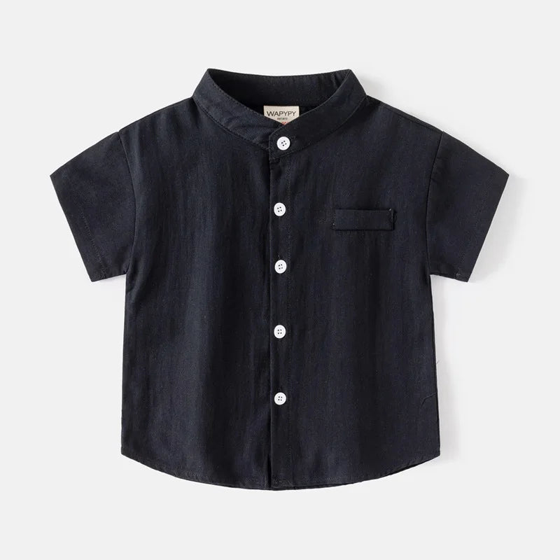 Basic White Shirts for Boys Clothes Summer 100Cotton Short Sleeve Kids Tops 2025 Toddler Boy Shirt Blue Children 2 to 8 Years