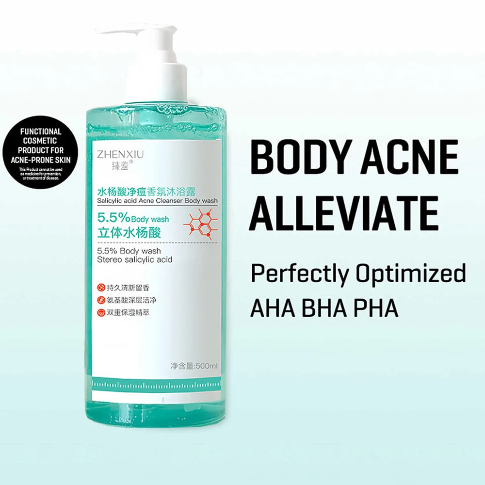 16.9 oz Salicylic Acid Body Wash, Gentle &amp; Smoothing  Mild Exfoliating Daily Acne Body Wash Deep Cleanses Back Acne and Sebum