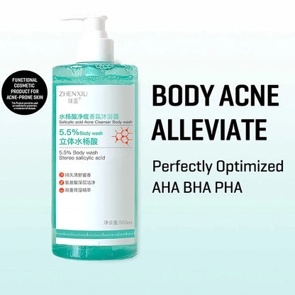 16.9 oz Salicylic Acid Body Wash, Gentle &amp; Smoothing  Mild Exfoliating Daily Acne Body Wash Deep Cleanses Back Acne and Sebum