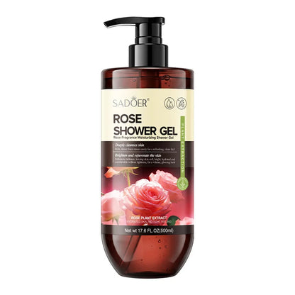 500ml SADOER Rose Fragrance Shower Gel Plant Extract Gentle Cleansing Moisturizing Soft Smooth Body Wash Daily Bath Skin Care