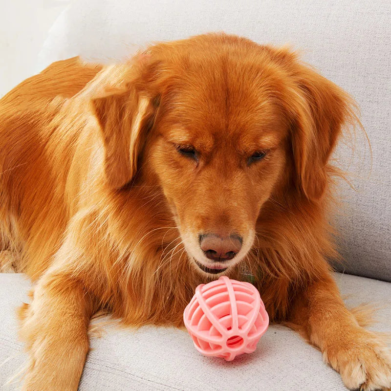 Durable Rubber Treat Dispensing Dog Ball Toy Bite Resistant Chew Toy For Teeth Grinding Boredom Relief Interactive Pet Training