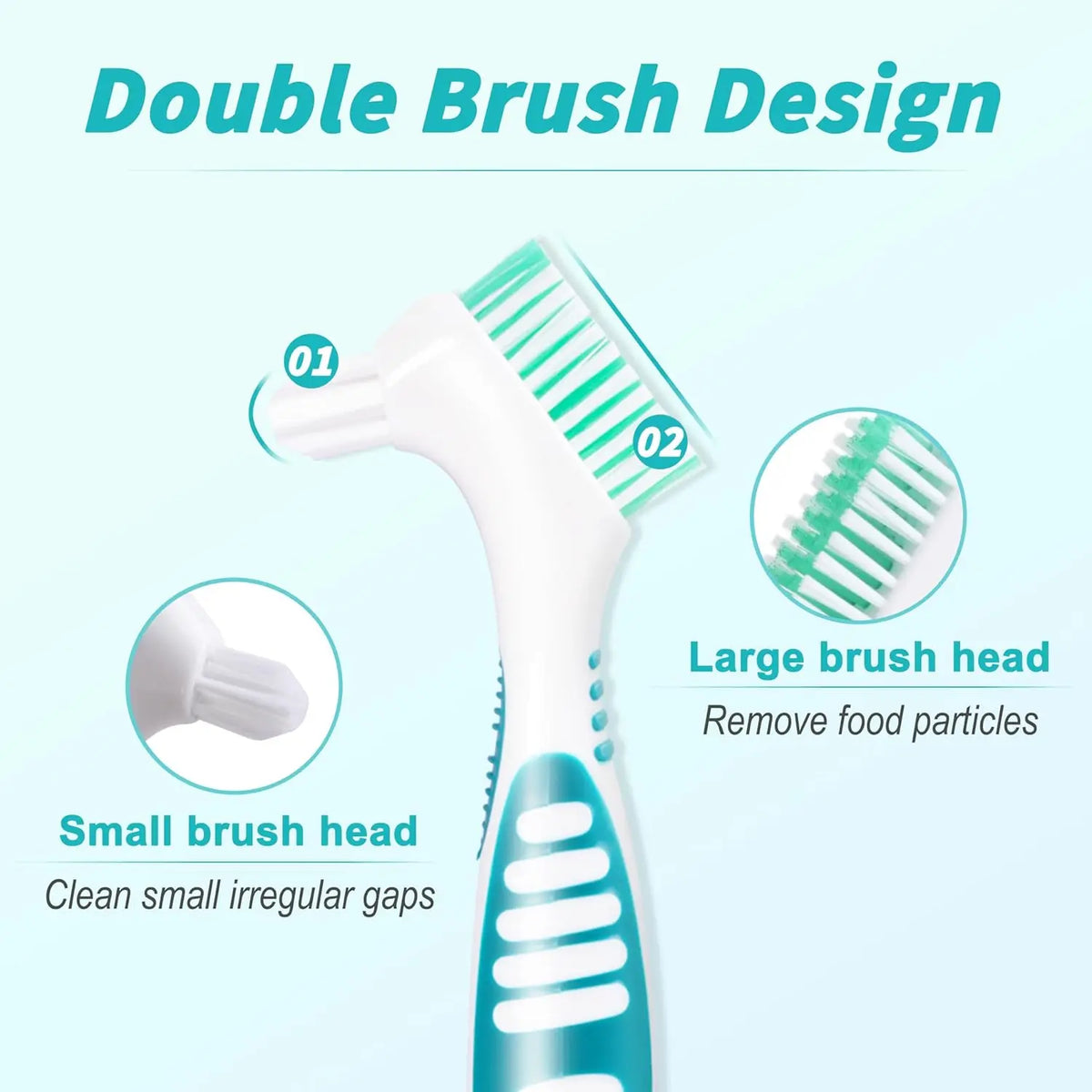 Denture Brush 4Pcs Denture Toothbrushes，Denture Cleaning Care Cleaning Brush ，Double Sided Toothbrush，Multi-Layered Bristles