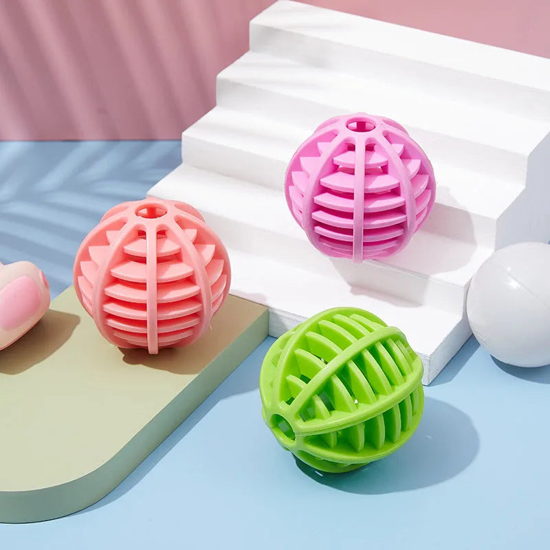 Durable Rubber Treat Dispensing Dog Ball Toy Bite Resistant Chew Toy For Teeth Grinding Boredom Relief Interactive Pet Training