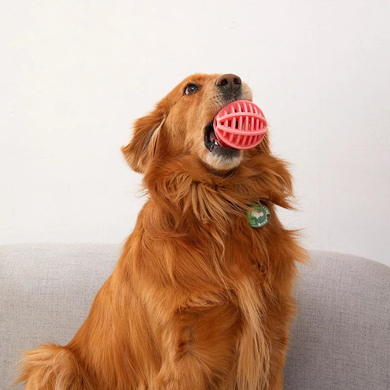 Durable Rubber Treat Dispensing Dog Ball Toy Bite Resistant Chew Toy For Teeth Grinding Boredom Relief Interactive Pet Training