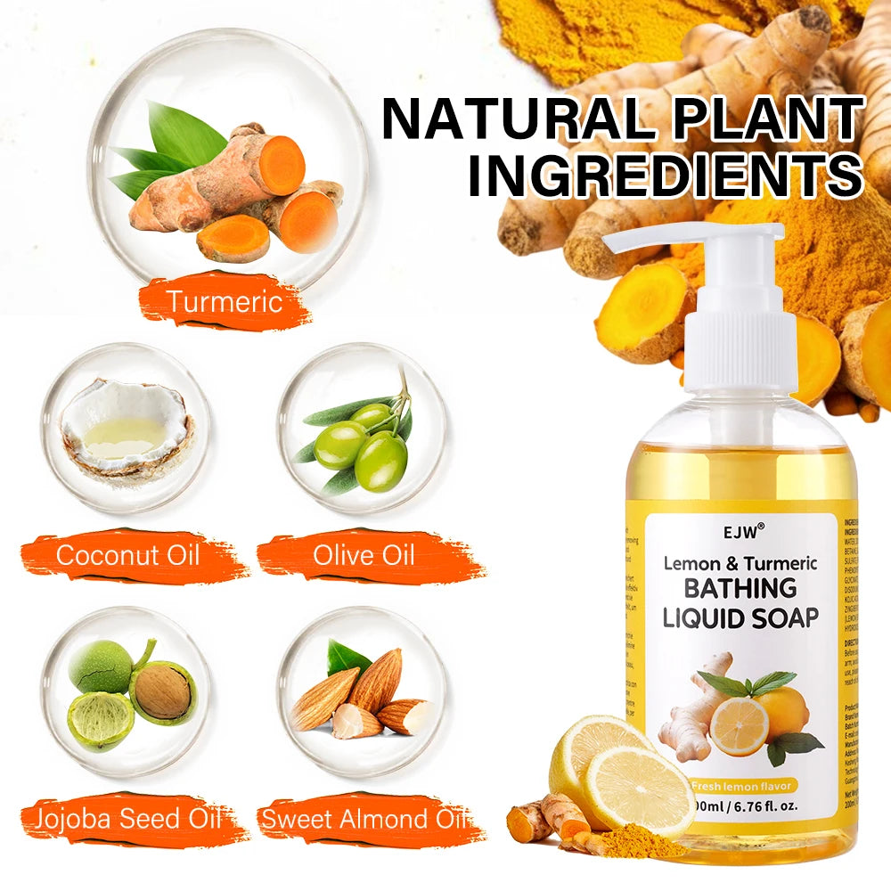 Turmeric Brightening Body Wash | Gentle Shower Gel for Uneven Skin |  Deep Cleansing, Hydrating Formula | Body Scrub