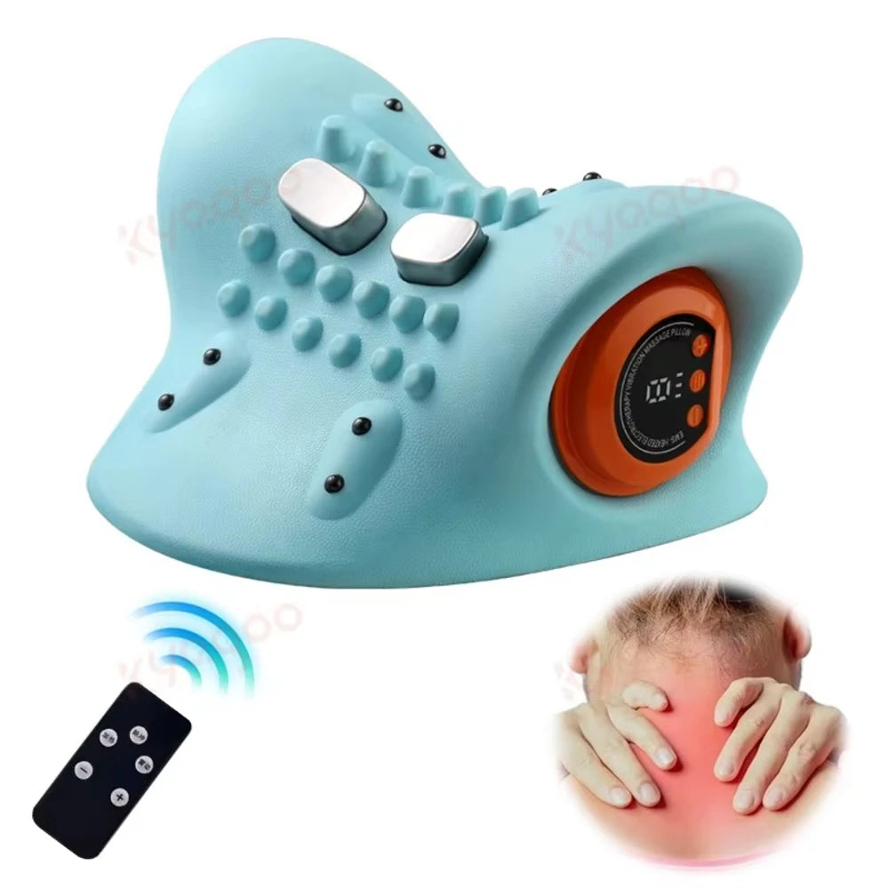 Heated Neck Traction Cervical Traction Device Pillow Electric Shoulder Massage Neck Massager Stretcher with Heat