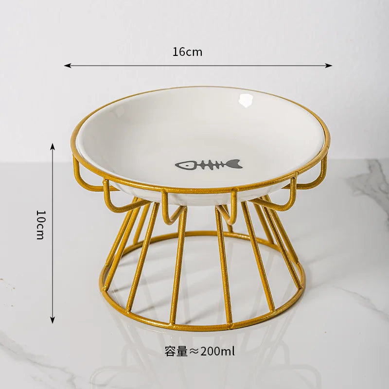 Pet Ceramic Bowl, High Footed Ceramic Cat Food Bowl, Snack Bowl, Anti Overturning Indoor &amp; Outdoor Feeding Drinking Accessories