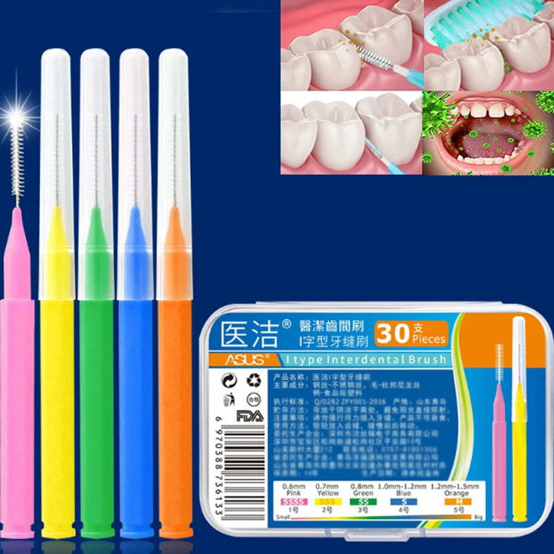 30pcs/lot terdental Brush Denta Floss Interdental Cleaners  Dental Teeth Brush Toothpick Oral Care Tool
