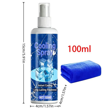 Cooling Body Spray 100ml Summer Refreshing Non Greasy Hot Weather Heat Relief Freezing Spray for Outdoor Beach Park Picnic