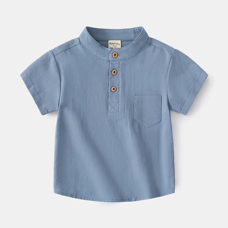 Basic White Shirts for Boys Clothes Summer 100Cotton Short Sleeve Kids Tops 2025 Toddler Boy Shirt Blue Children 2 to 8 Years