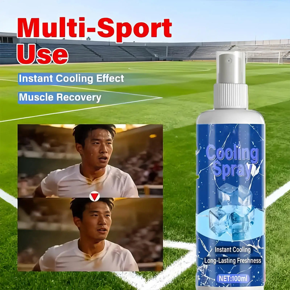 Cooling Body Spray 100ml Summer Refreshing Non Greasy Hot Weather Heat Relief Freezing Spray for Outdoor Beach Park Picnic