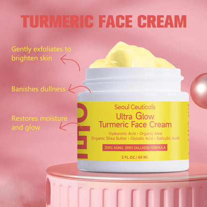 Turmeric Face Moisturizing Cream Hydrating Skin Nourishing Glow Locking Anti Oxidant Soothing Daily Facial Lotion Self Care