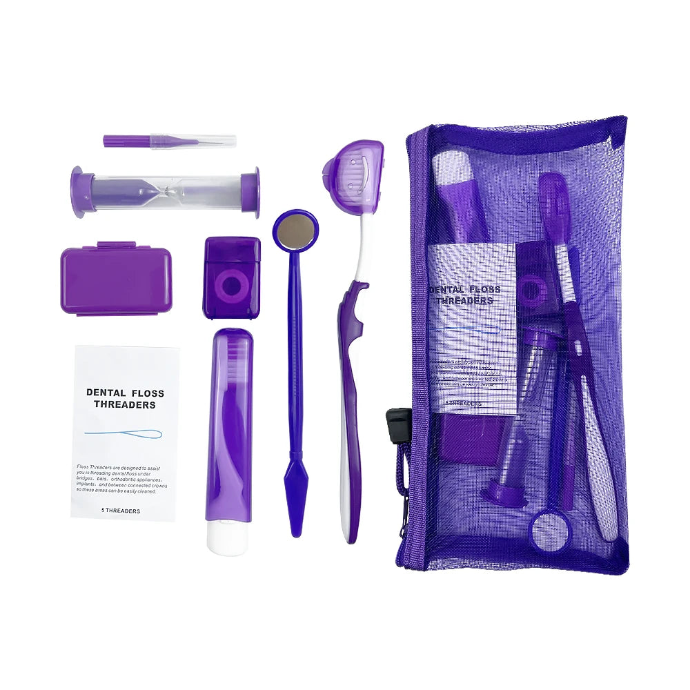 8pcs/set Dental Orthodontic Cleaning Kit Toothbrush Orthodontic Dental Cleaning Kit Travel Dental Kit Interdental Brush