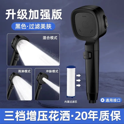 New 3 Modes High Pressure Shower Head Water Saving Shower Adjustable One-Key Stop Water Massage Sprayer Bathroom Accessories