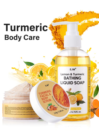 Turmeric Brightening Body Wash | Gentle Shower Gel for Uneven Skin |  Deep Cleansing, Hydrating Formula | Body Scrub