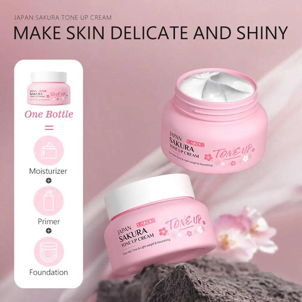 Facial Moisturizer Tone-up Face Cream,Sakura Essence Glow Moisturizer  Hydrating Smooth Dry Skin Nourishing Skin Care 60g