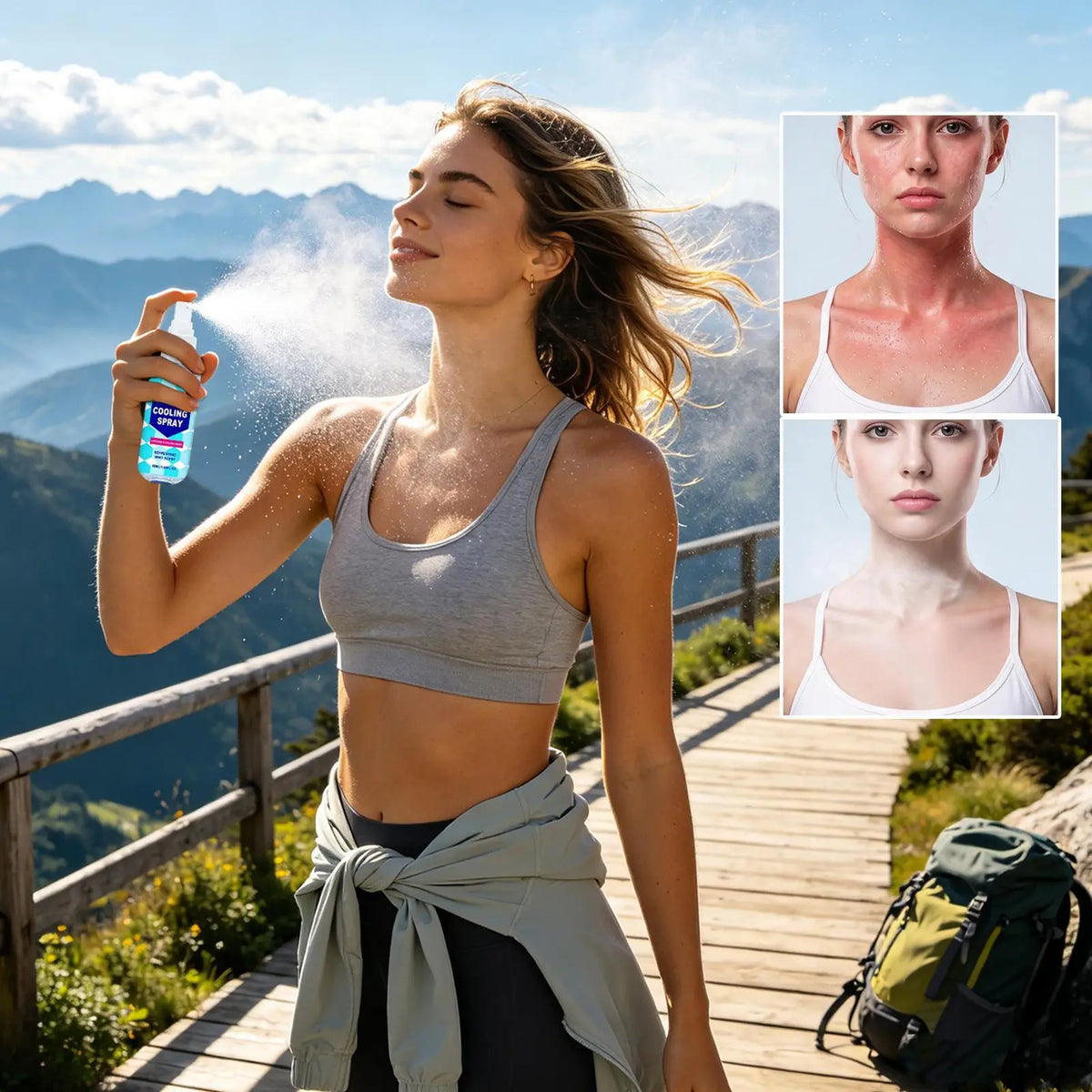 Cooling Spray for Body 50ml Summer Face Refreshing Mist Mint Scent Instant Cooling Spray for Adults Outdoor Activities Workout
