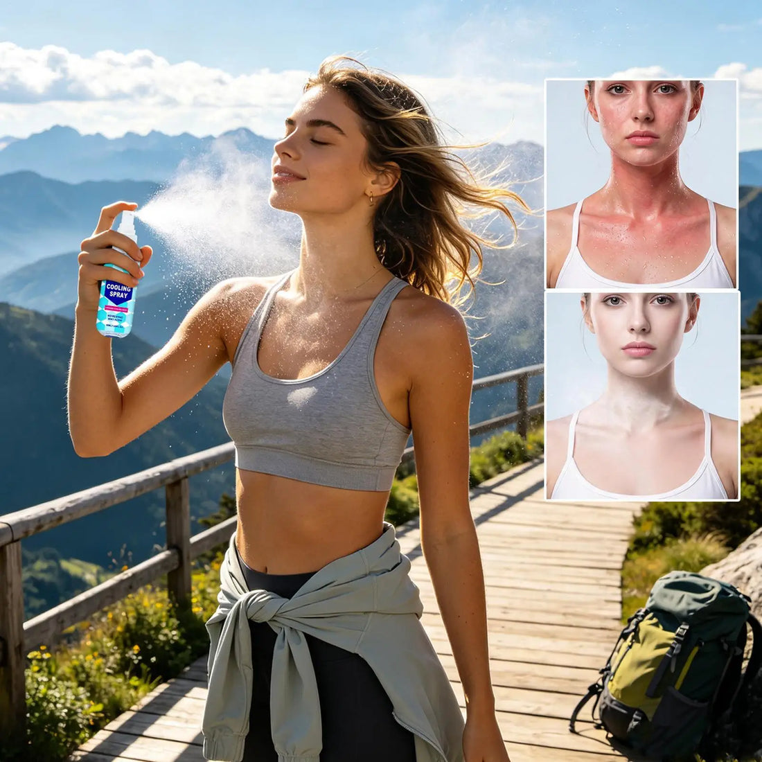 Cooling Spray for Body 50ml Summer Face Refreshing Mist Mint Scent Instant Cooling Spray for Adults Outdoor Activities Workout