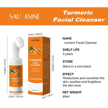 1/3/5pcs Turmeric Foaming Facial Cleanser, Face Wash with Turmeric Extract Niacinamide &amp; Lemon Fruit Extract, Gently Removes Dir