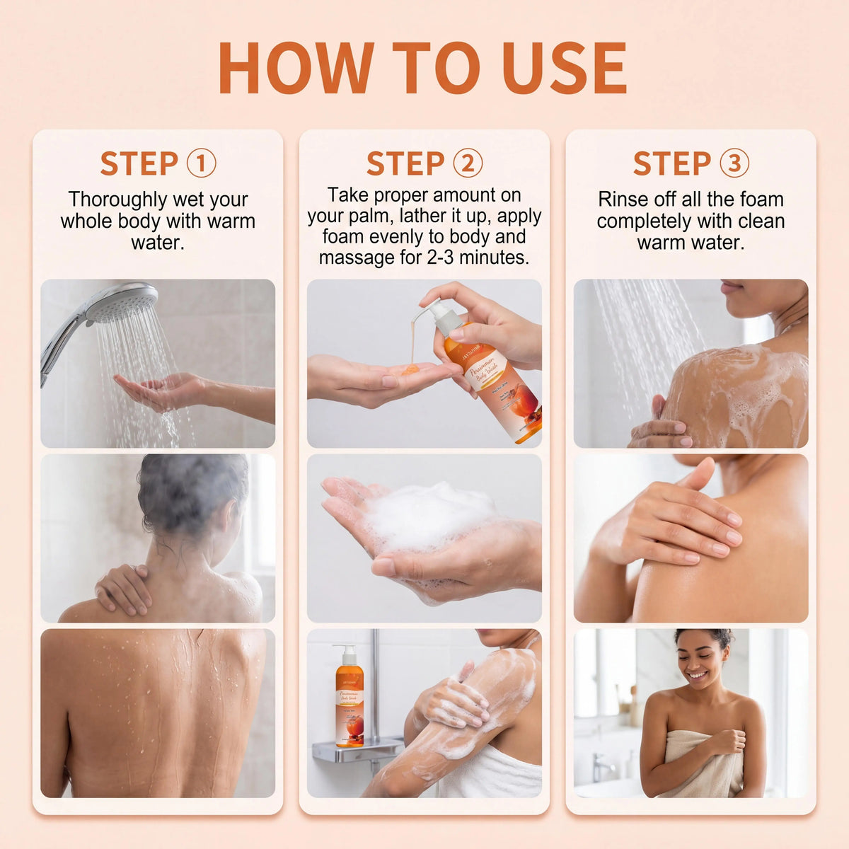 Persimmon Shower Gel Gentle Cleansing Deodorizing Exfoliating Maintain Skin Comfort Long Lasting Oil Control Fragrant Body Wash