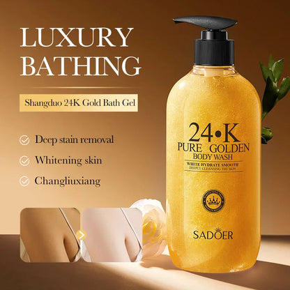 500ml24KPure Gold Body Wash Clean Long Lasting Fragrance Bath Foam Foam Bath Liquid Body Wash Shampoo Moisture Skin Clean