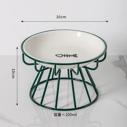 Pet Ceramic Bowl, High Footed Ceramic Cat Food Bowl, Snack Bowl, Anti Overturning Indoor &amp; Outdoor Feeding Drinking Accessories