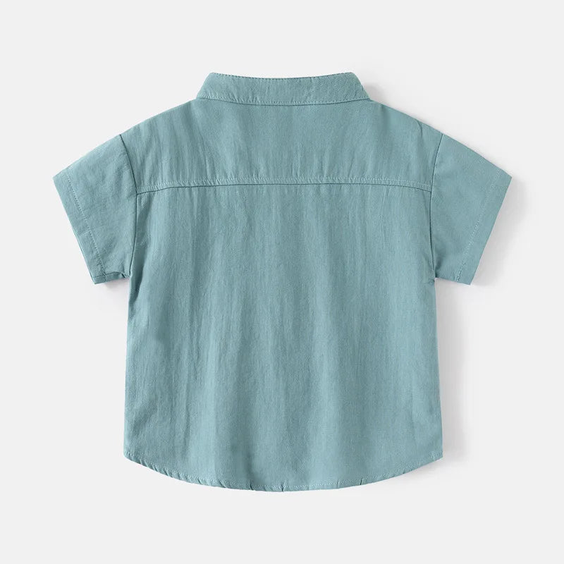 Basic White Shirts for Boys Clothes Summer 100Cotton Short Sleeve Kids Tops 2025 Toddler Boy Shirt Blue Children 2 to 8 Years