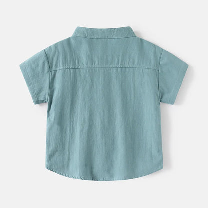 Basic White Shirts for Boys Clothes Summer 100Cotton Short Sleeve Kids Tops 2025 Toddler Boy Shirt Blue Children 2 to 8 Years