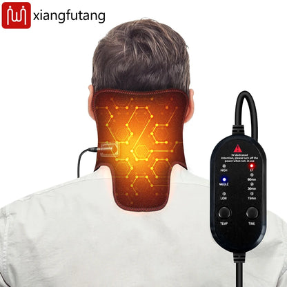 Electric Heated Neck Brace Massager Belt with 3 Adjustable Temperature Levels for Warmth And Neck Massage Relaxation Support
