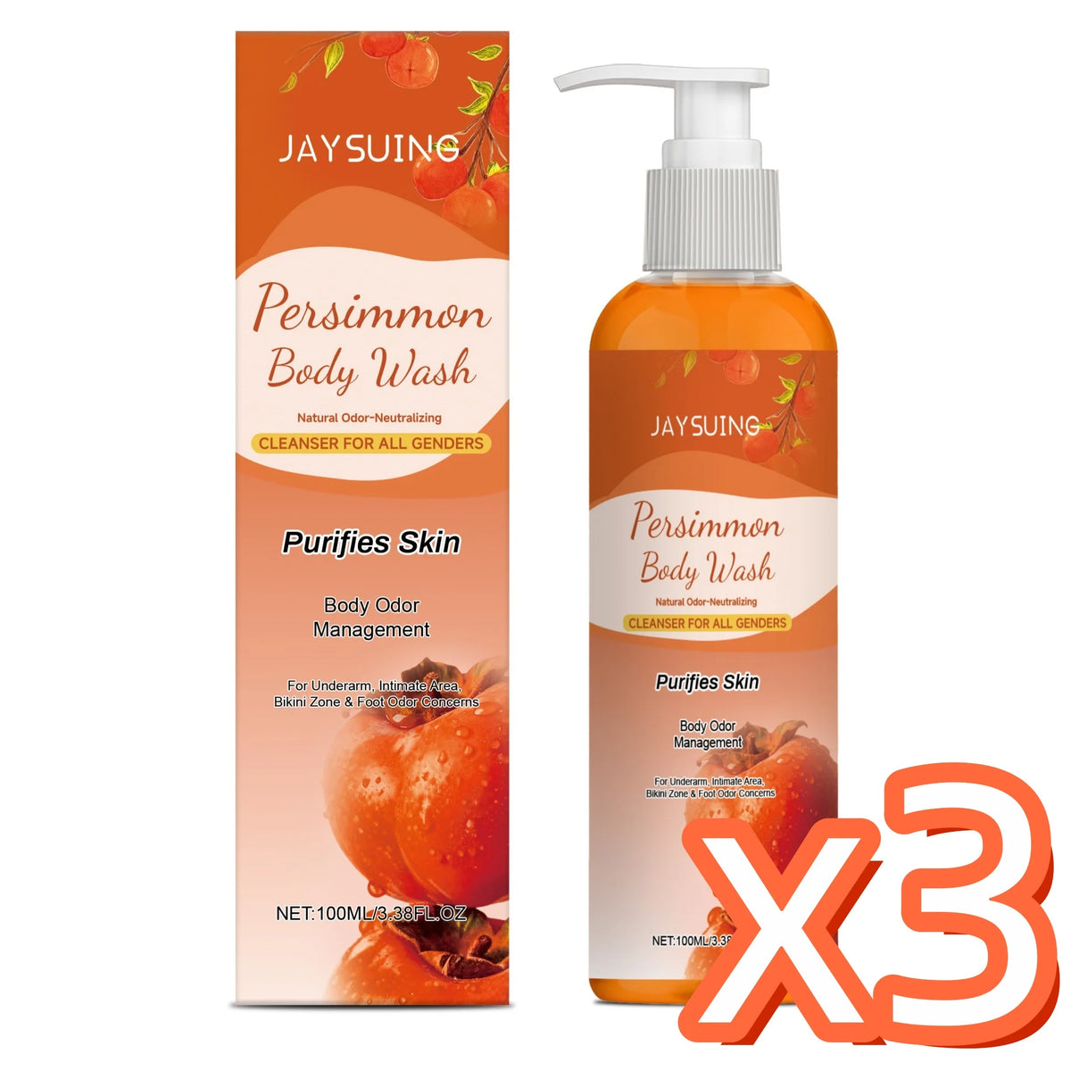 Persimmon Shower Gel Gentle Cleansing Deodorizing Exfoliating Maintain Skin Comfort Long Lasting Oil Control Fragrant Body Wash