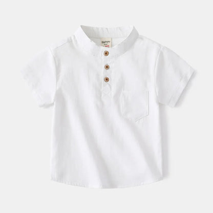 Basic White Shirts for Boys Clothes Summer 100Cotton Short Sleeve Kids Tops 2025 Toddler Boy Shirt Blue Children 2 to 8 Years