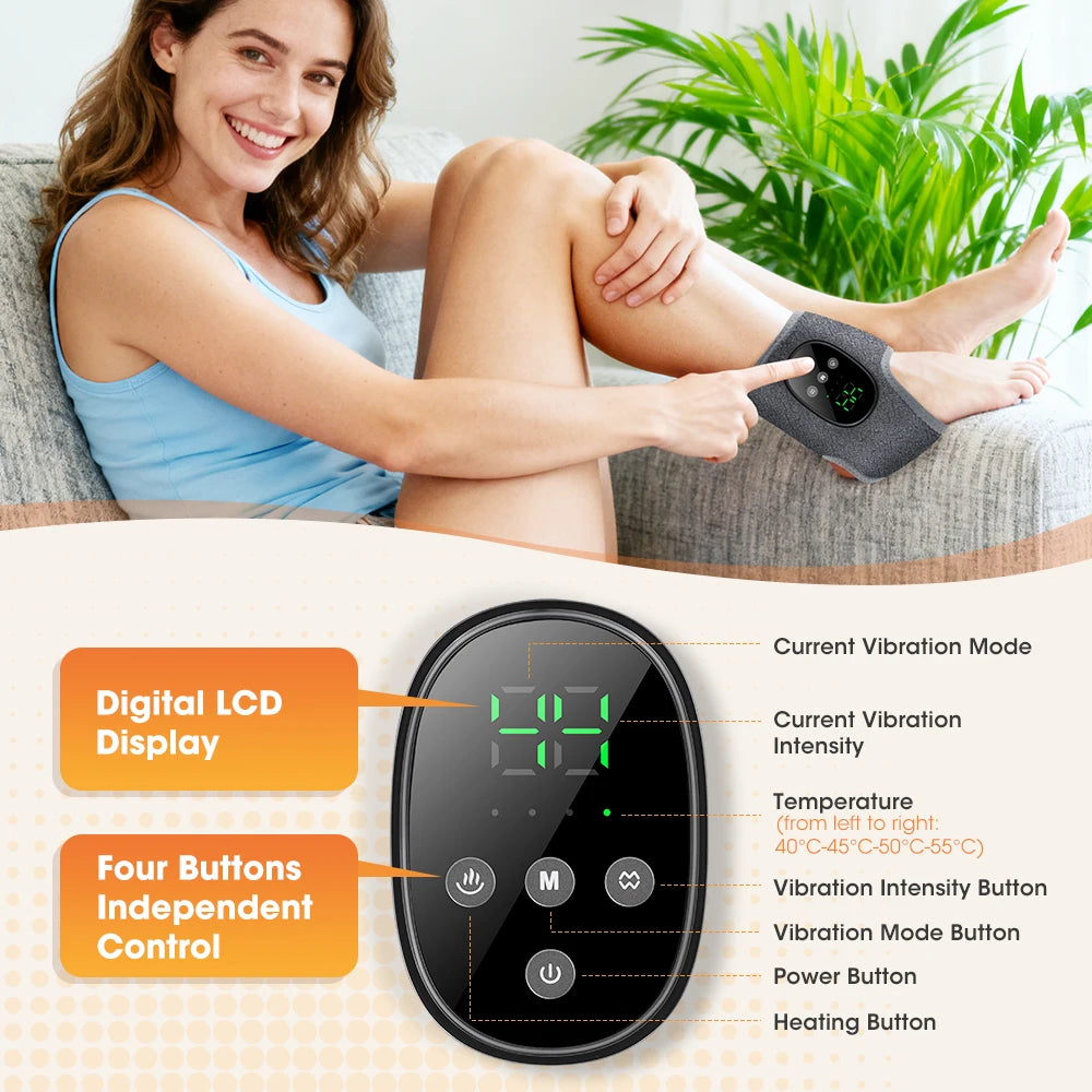 Electric Foot Massager Heated Vibration Cordless Ankle Wrap Portable Leg Care Relaxation Pad For Home Office Women Seniors