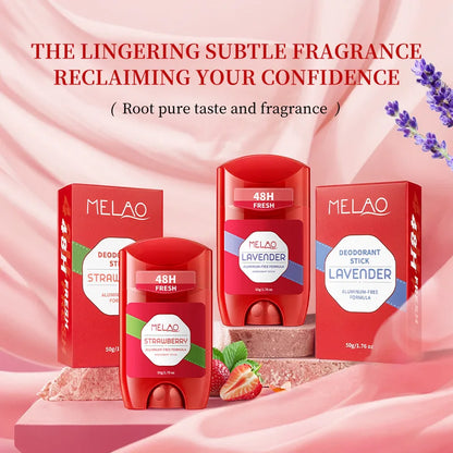 50g Strawberry-Flavored Deodorant Stick, Moisturizing and Deodorizing, with a Fresh Scent, Aluminum-Free, 72-Hour Long-Lasting Fragrance, Suitable for Daily Use on Underarms, Hands, Feet, and Body, with a Fresh Strawberry Sce