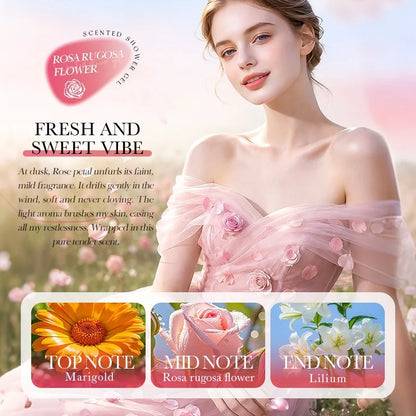 500ml SADOER Rose Fragrance Shower Gel Plant Extract Gentle Cleansing Moisturizing Soft Smooth Body Wash Daily Bath Skin Care